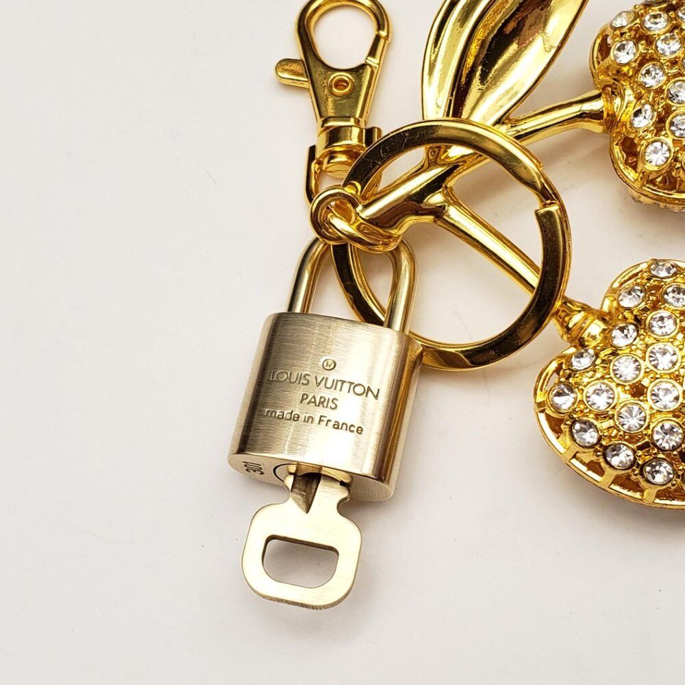 LV Authentic Gold Lock & Key 🔑 Luxury Bag Charm w/ Unbranded Keychain - Picture 5 of 8
